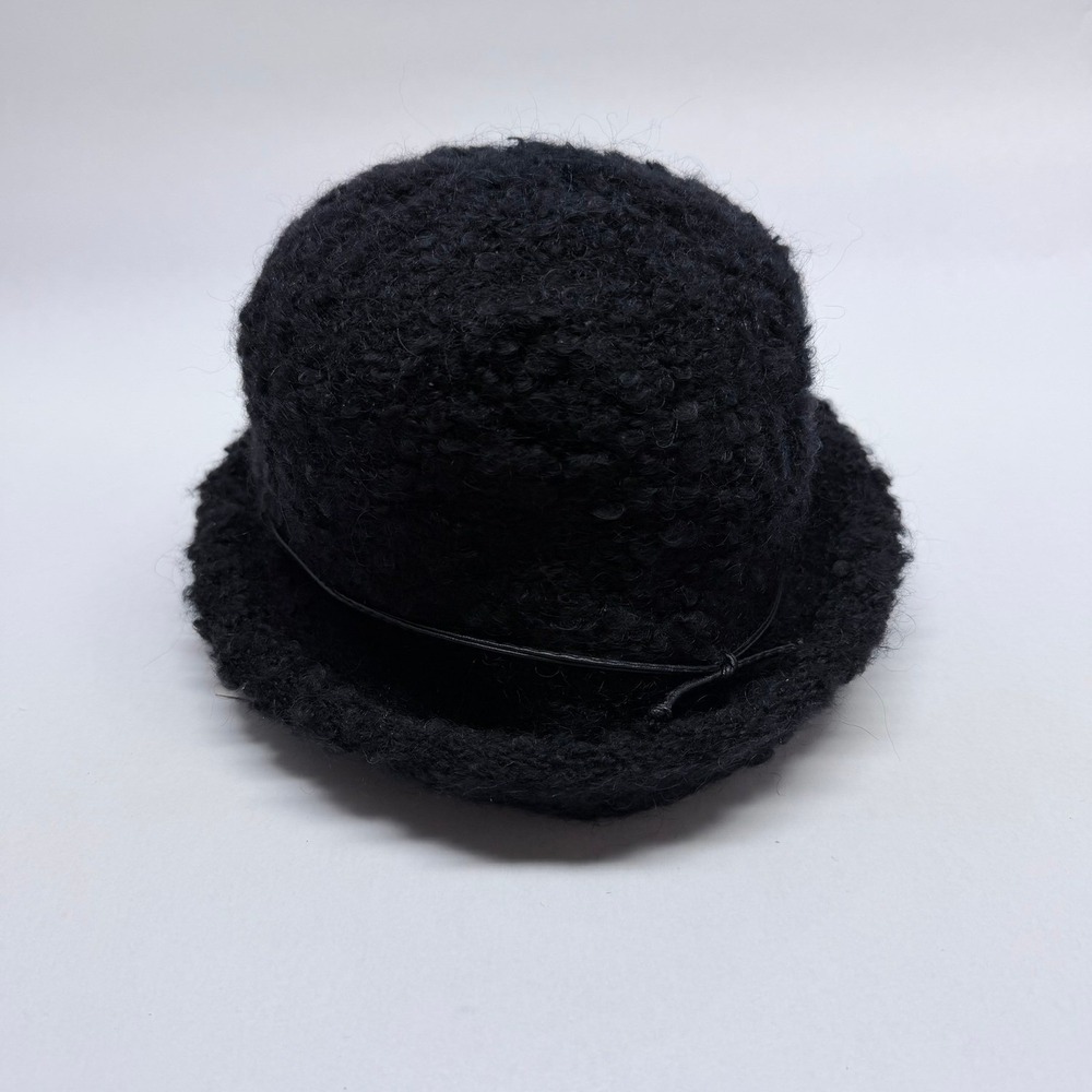 Jones New York Black Boucle Wool Blend Cloche Bucket Hat NWT